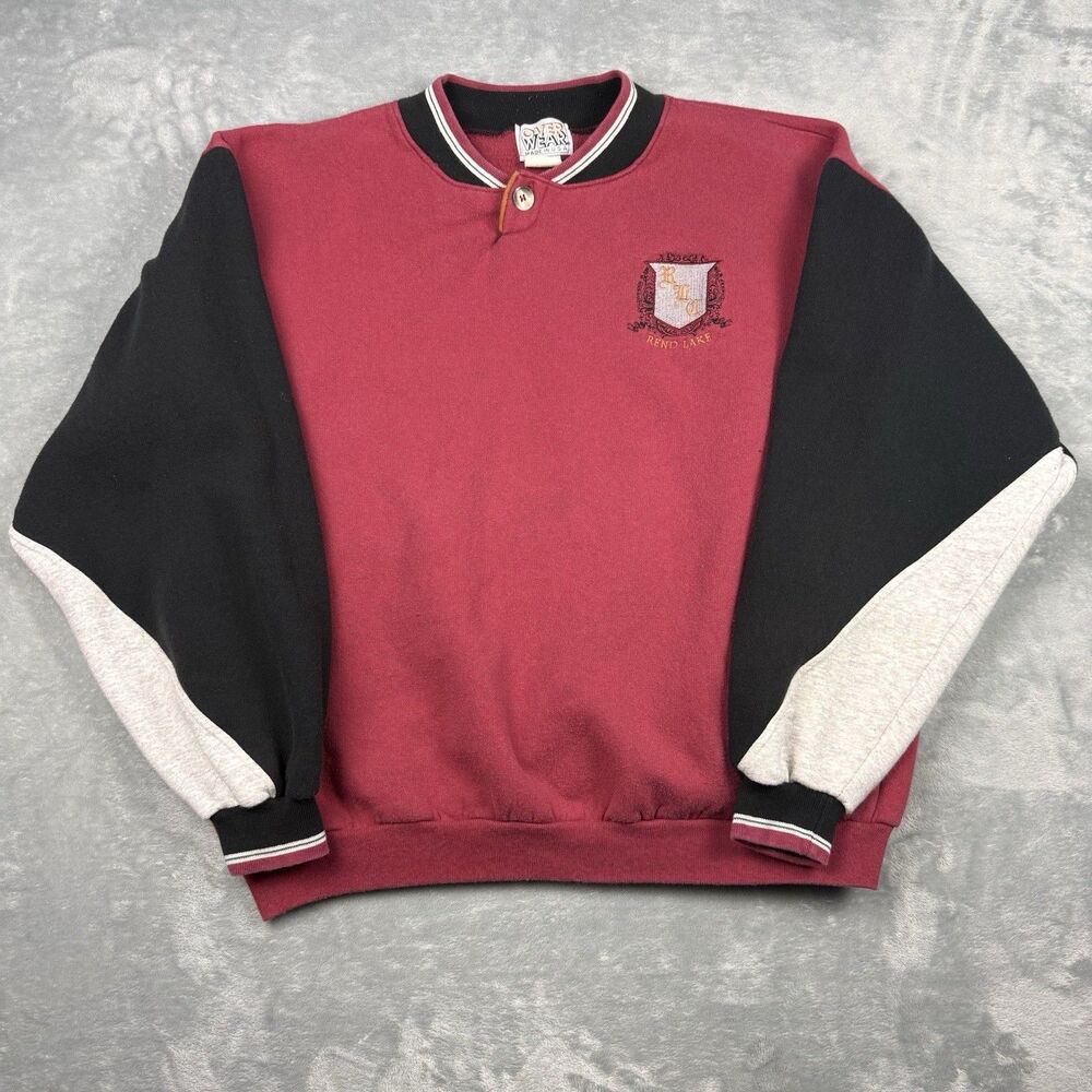 Vintage Overwear Rend Lake Colorblock Sweatshirt Pullover Made In USA Large